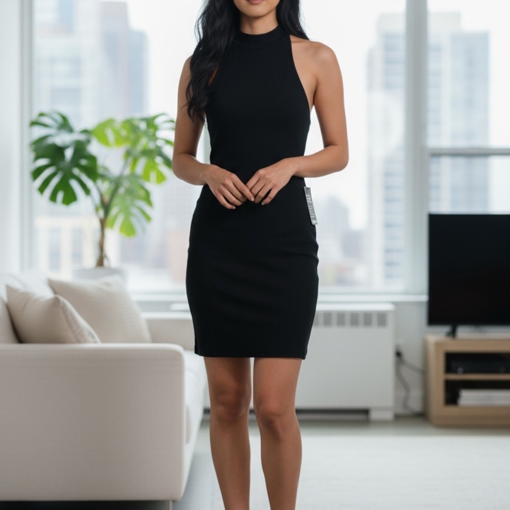 Express Black Halter Mini Dress